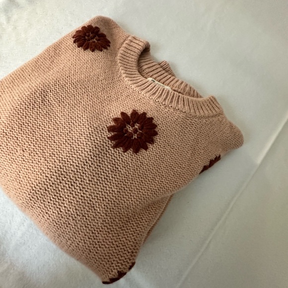 Madewell- EUC Fabulous sweater in dusty rose pink with embroidered flowers. - Picture 4 of 6